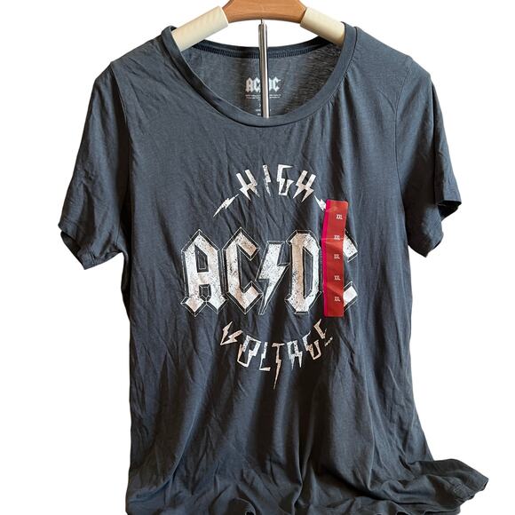 AC DC High Voltage Women's Gray Graphic T-Shirt - Size XXL - Brand New - Picture 1 of 7